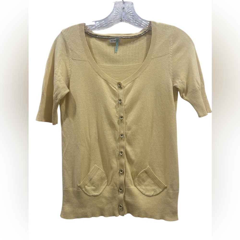 Vintage Old Navy Light Yellow Short Sleeve Button Cardigan